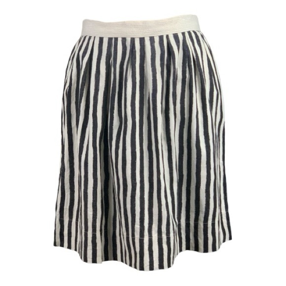 Loft Beige Black Striped Midi Skirt Linen Cotton Blend Scandi Minimalist Size 10 - Picture 3 of 9